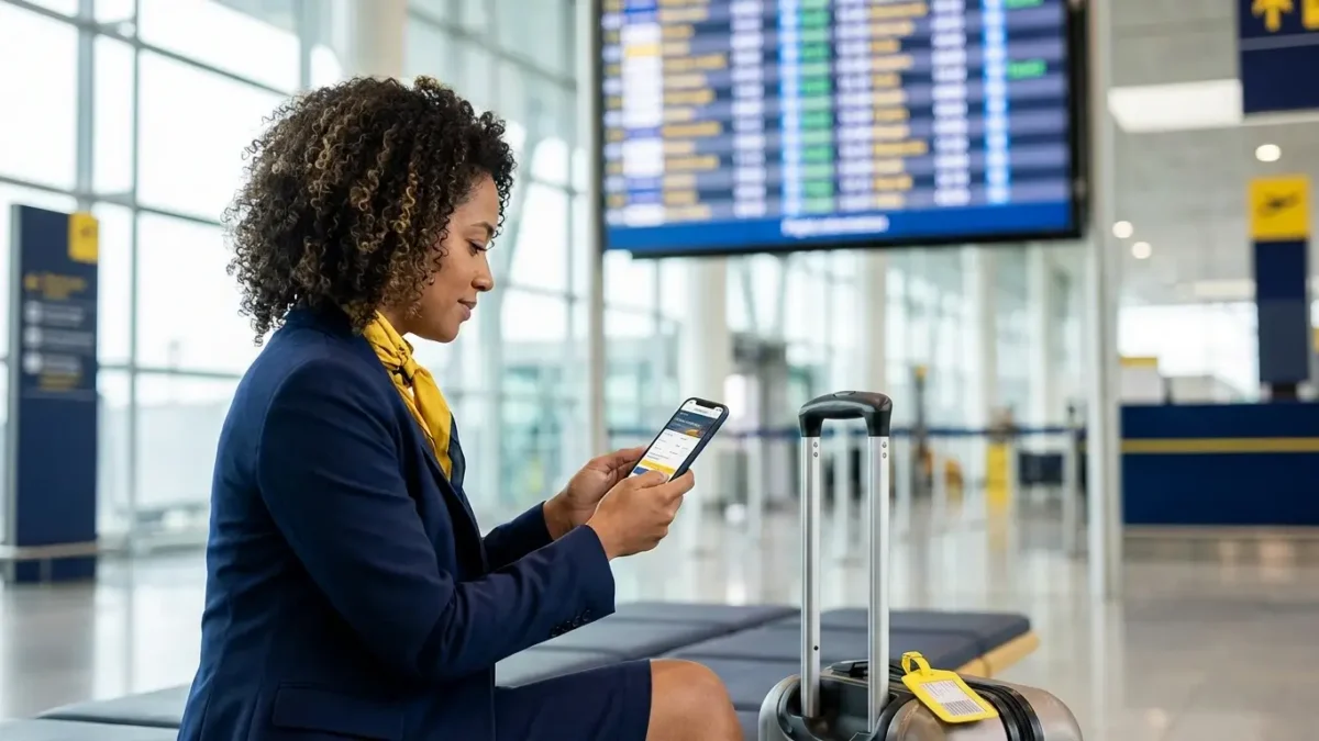 Quando comprar passagem aérea viajante pesquisando preços de voos no celular antes de fechar a viagem