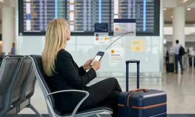 Voo direto conexão e escala viajante comparando opções de passagem com e sem conexão no celular