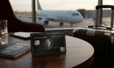 Cartão Centurion Santander em ambiente sofisticado de viagem