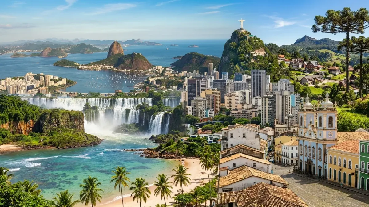Montagem com paisagens de algumas das cidades mais visitadas do Brasil