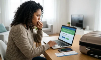 Passageira consultando o cancelamento de uma passagem emitida com milhas