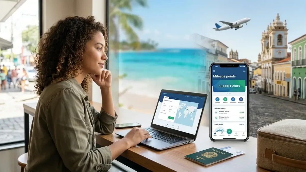Viajante pesquisando 50 mil milhas dá para viajar para onde em um aplicativo de passagens