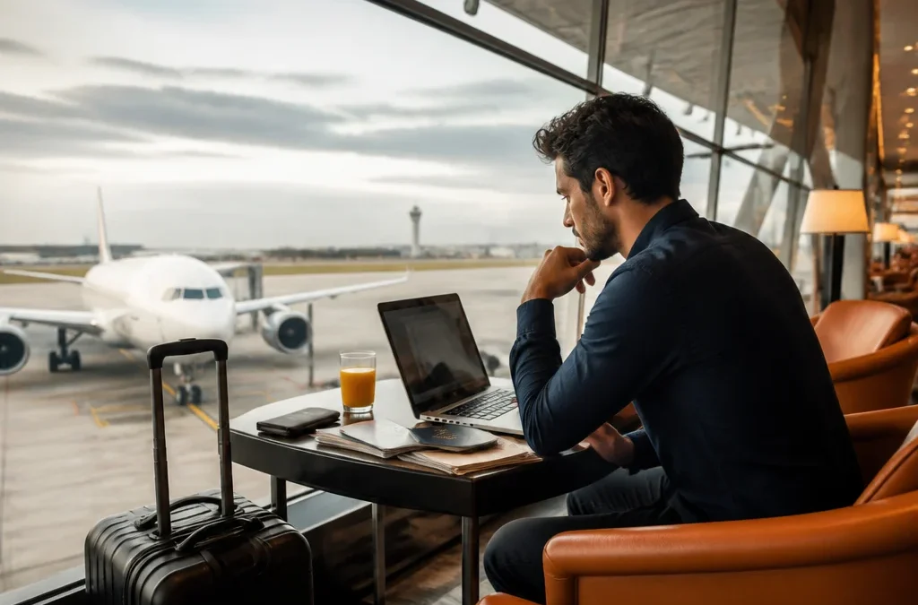 O que conferir antes de comprar milhas - destacada: Viajante comparando o custo de uma passagem aérea com a compra de milhas