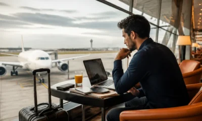 O que conferir antes de comprar milhas - destacada: Viajante comparando o custo de uma passagem aérea com a compra de milhas