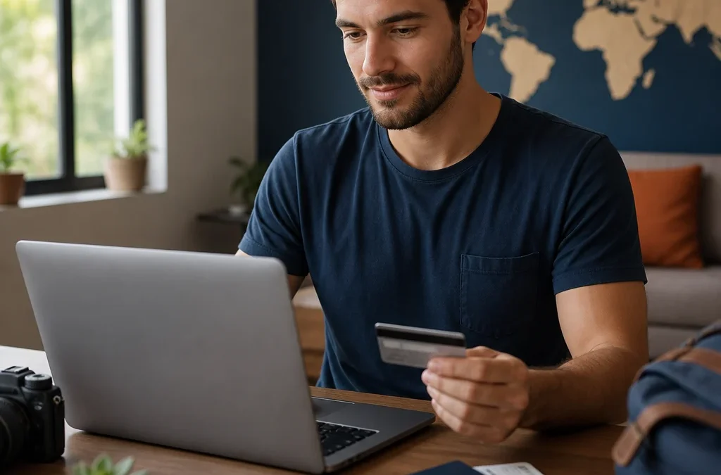 Como acumular milhas comprando pela internet com mais estratégia - destacada: Pessoa acumulando milhas comprando pela internet em um notebook