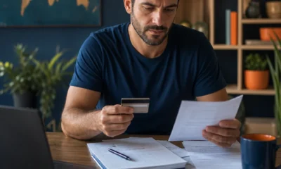 Como ganhar milhas pagando contas sem perder dinheiro em taxas - destacada: Pessoa usando cartão de crédito para pagar contas e ganhar milhas