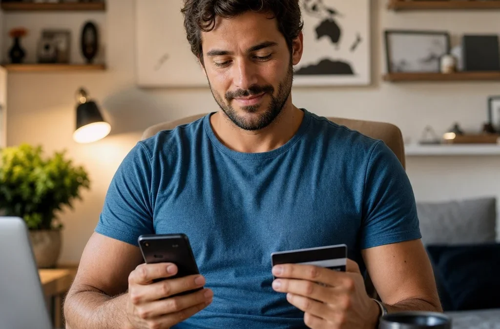 Como saber quantos pontos seu cartão acumula e onde consultar - destacada: Pessoa consultando quantos pontos o cartão acumula em aplicativo bancário