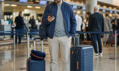 Como saber se a passagem inclui bagagem antes de finalizar a compra - destacada: Viajante conferindo se a passagem inclui bagagem antes de embarcar