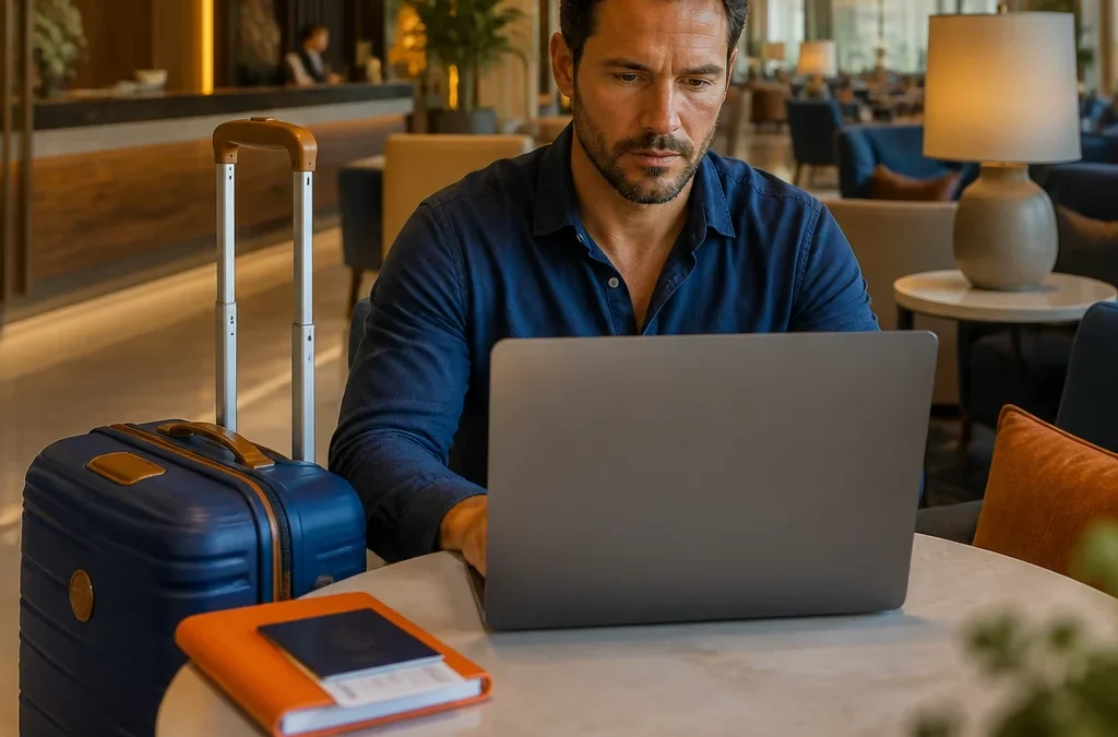 Posso reservar hotel para outra pessoa? Veja o que conferir - destacada: Pessoa fazendo reserva de hotel para outra pessoa em um notebook