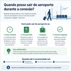 Quando pode sair do aeroporto durante a conexão? - Passageira avaliando se pode sair do aeroporto durante uma conexão longa