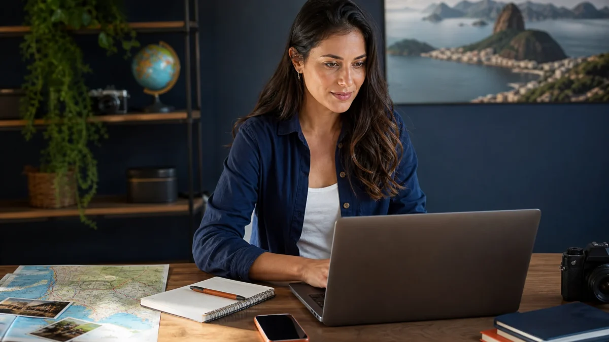 Afiliado precisa de CNPJ? Entenda quando atuar como pessoa física - Criador de conteúdo organizando materiais para cadastro de afiliado em notebook