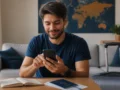 Como comprar passagem aérea no Pix com segurança e sem erros - Viajante comprando passagem aérea no Pix pelo celular