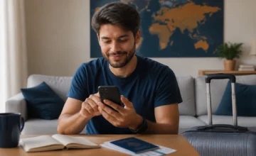 Como comprar passagem aérea no Pix com segurança e sem erros - Viajante comprando passagem aérea no Pix pelo celular