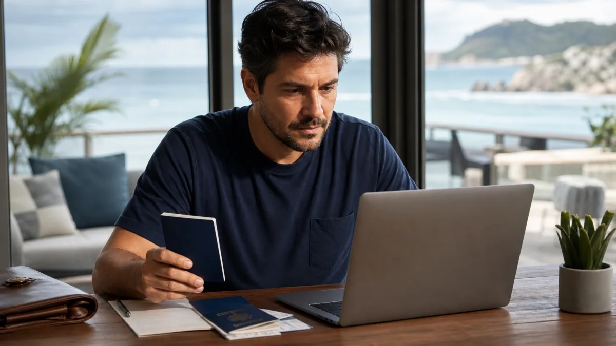 Como comprar passagem aérea para outra pessoa sem errar os dados - Pessoa conferindo dados para comprar passagem aérea para outra pessoa em um notebook
