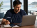 Como comprar passagem aérea para outra pessoa sem errar os dados - Pessoa conferindo dados para comprar passagem aérea para outra pessoa em um notebook