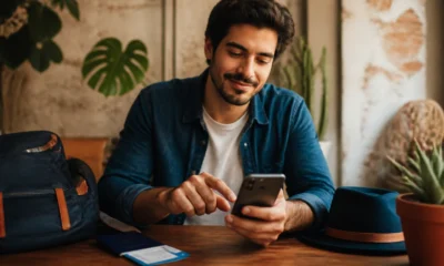 Como comprar passagem aérea sem cartão de crédito com segurança - Viajante comprando passagem aérea sem cartão de crédito pelo celular