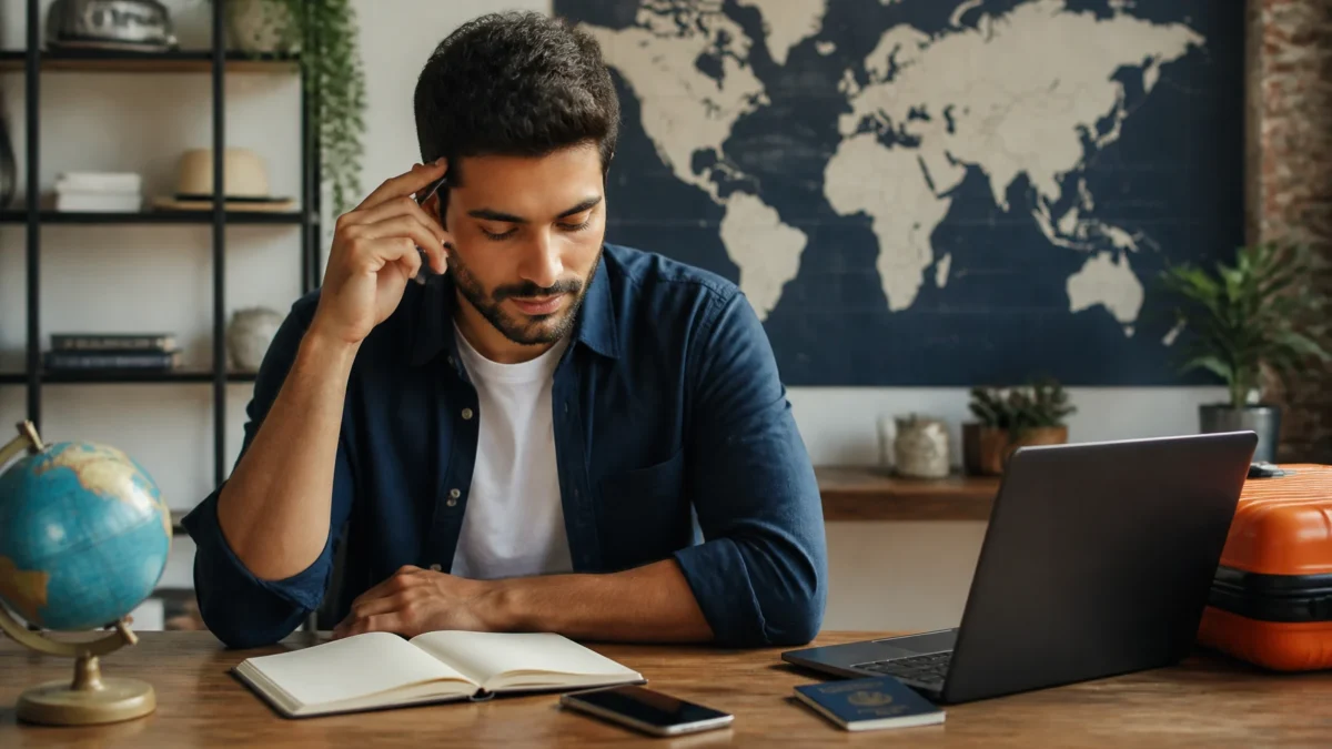 Como transferir pontos Livelo para TAP Miles&Go sem perder oportunidades - Passageiro organizando pontos Livelo para TAP Miles&Go antes de emitir uma viagem