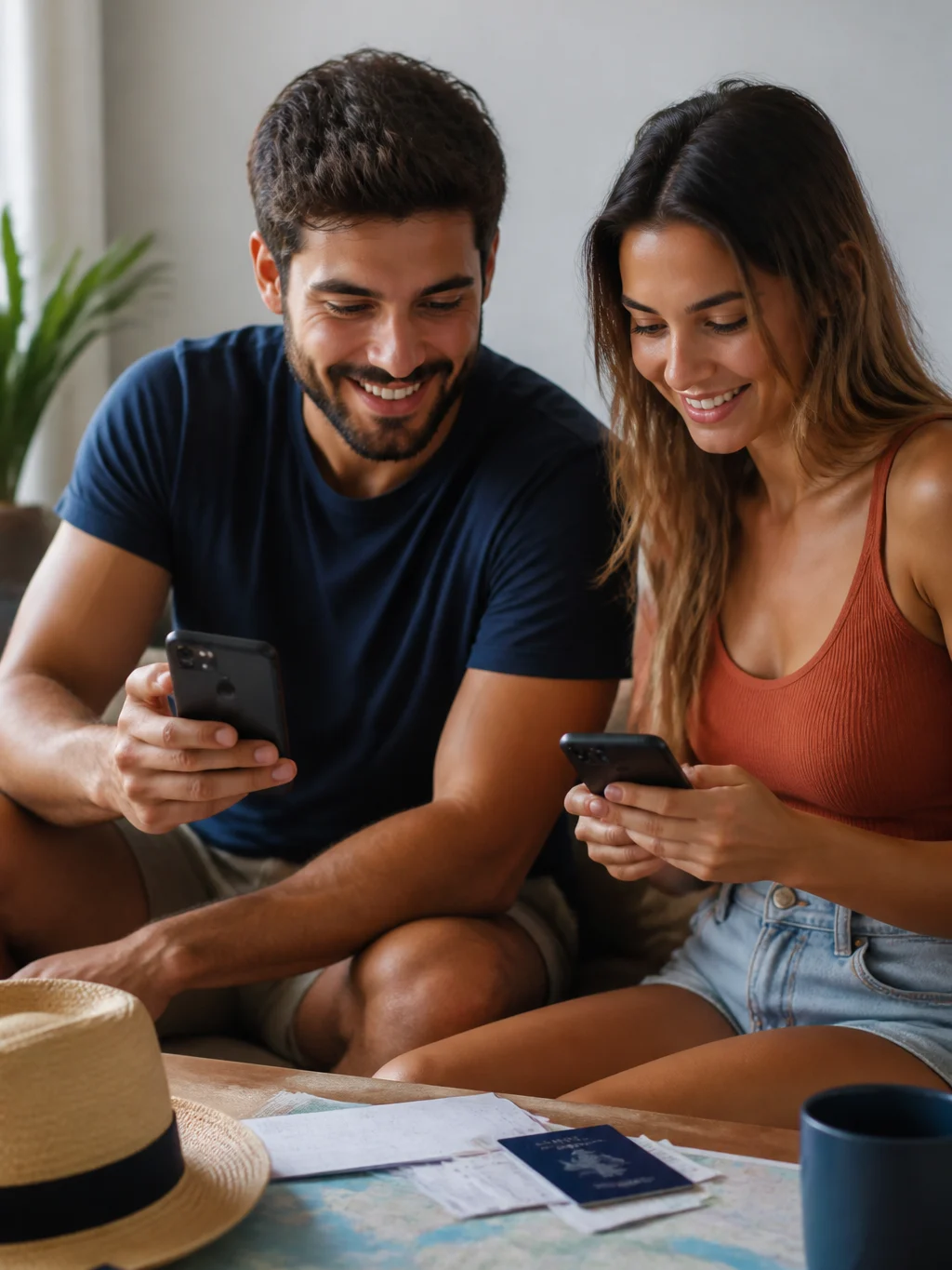 Comprar passagens juntas ou separadas: o que muda na viagem - Viajantes comparando opções para comprar passagens juntas ou separadas