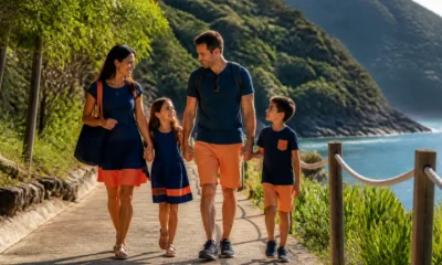Destinos para viajar com crianças no Brasil: como escolher sem errar - Família com crianças conhecendo um destino turístico brasileiro durante as férias