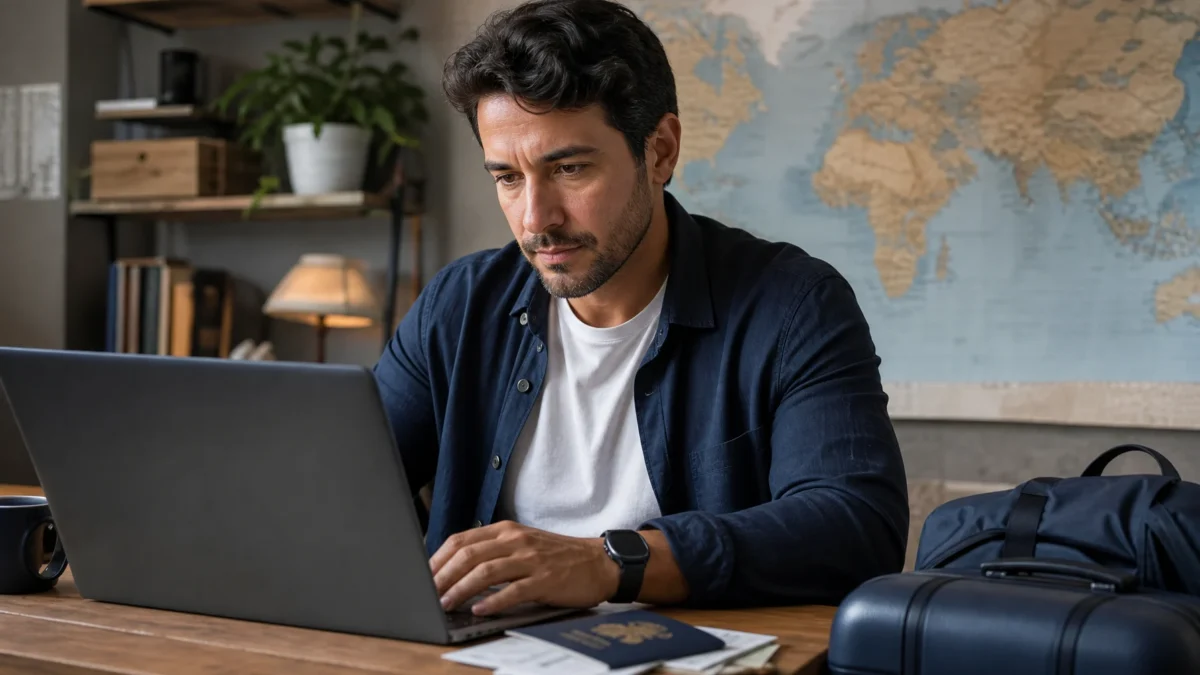 É seguro fornecer dados para vender milhas? Cuidados antes de negociar - Pessoa protegendo dados de uma conta de milhas em notebook