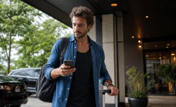 Estacionamento de hotel é gratuito? Saiba o que conferir na reserva - destacada: Estacionamento de hotel com carros estacionados em frente à entrada