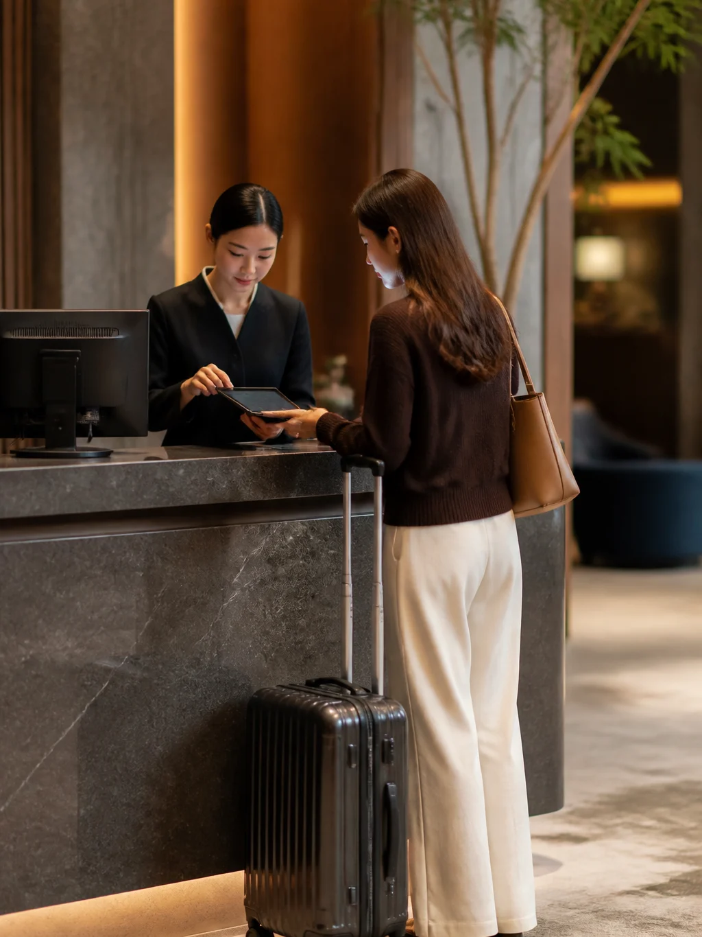 Hotel cobra por pessoa ou por quarto? Entenda a diária antes de reservar - Hóspede conferindo como funciona a cobrança de hotel por pessoa ou por quarto