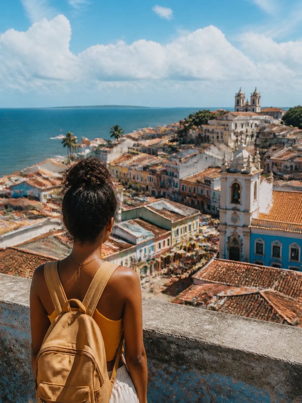 Lugares baratos para viajar no Carnaval sem gastar demais - Viajante observando um destino econômico entre os lugares baratos para viajar no Carnaval
