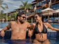 Pacote de viagem all inclusive vale a pena? Saiba quando compensa - destacada: Casal aproveitando área externa de resort all inclusive durante uma viagem