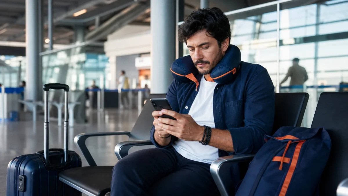 Passagem aérea flexível vale a pena? Compare regras antes de comprar - Viajante analisando opções de passagem aérea flexível no aeroporto