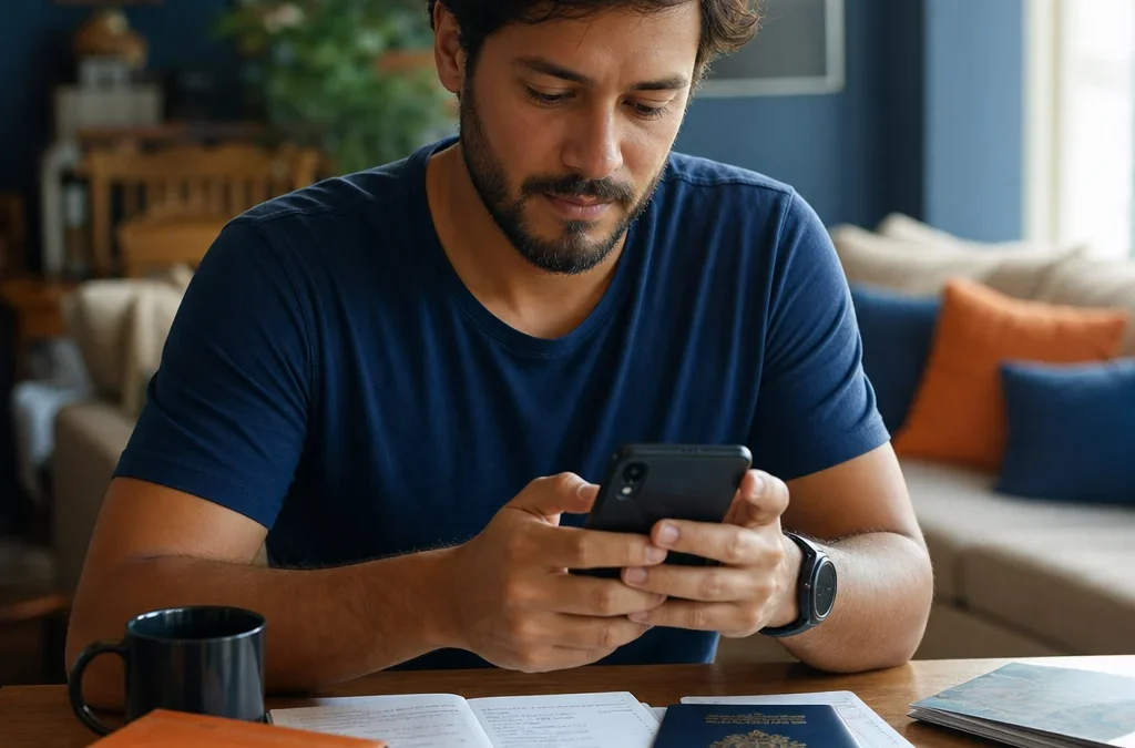 Pontos LATAM Pass expiram? Como consultar o prazo e evitar perdas - destacada: Passageira consultando a validade dos pontos LATAM Pass no celular antes de planejar uma viagem