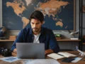 Quanto ganha um afiliado de passagens aéreas e o que influencia a comissão - Criador de conteúdo analisando quanto ganha um afiliado de passagens aéreas em notebook