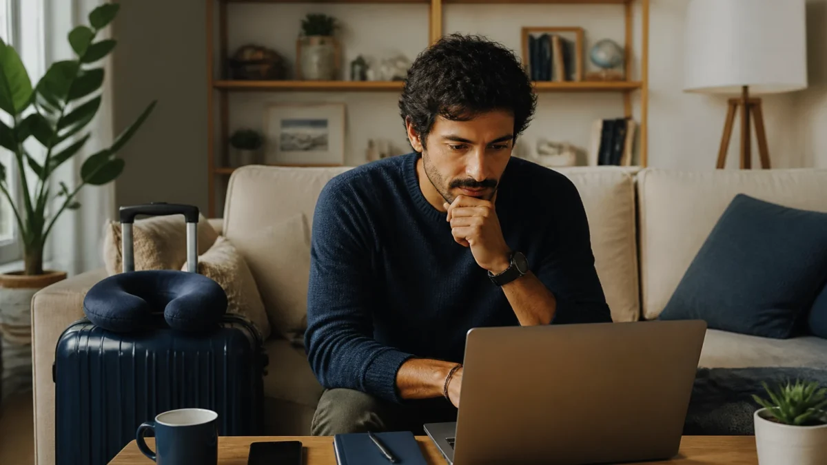 Vender pontos Esfera: entenda os caminhos antes de pedir cotação - Pessoa analisando saldo de pontos Esfera e opções de milhas em um notebook