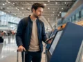 Check-in no aeroporto: como fazer no balcão ou totem sem atrasos - Passageira fazendo check-in no aeroporto em terminal de embarque