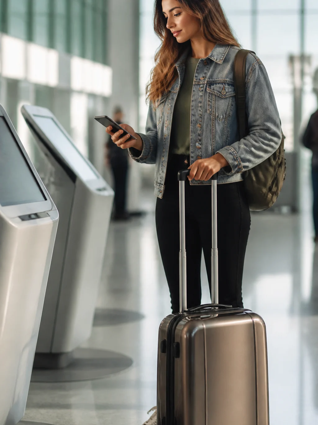 Como fazer check-in Azul e chegar ao aeroporto com mais tranquilidade - Passageiro fazendo check-in Azul pelo celular antes de seguir para o embarque