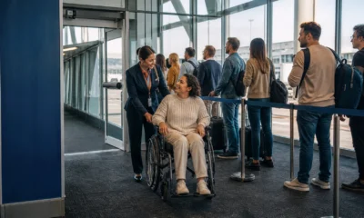 Embarque prioritário: quem tem direito e como funciona no aeroporto - Passageira com mobilidade reduzida recebendo embarque prioritário no aeroporto