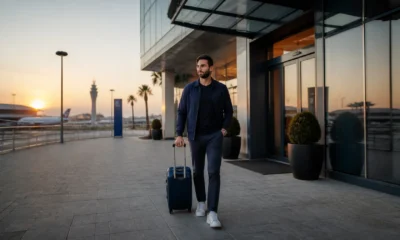 Hotel perto do aeroporto vale a pena? Veja quando a diária ajuda - Hotel perto do aeroporto com viajante e mala antes de um voo
