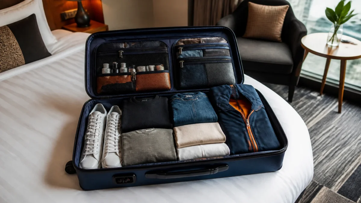 Mala de 10 kg: o que levar para viajar leve sem esquecer o essencial - Mala de 10 kg aberta com roupas leves e itens de viagem organizados