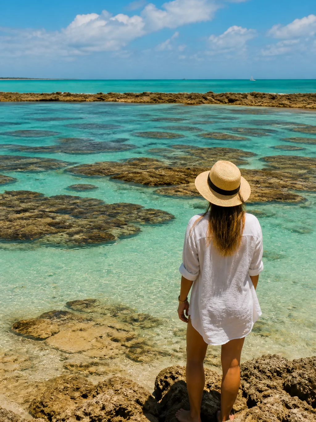 Melhor época para ir a Maceió: sol, mar e piscinas naturais - Viajante observando o mar calmo em Maceió durante uma época favorável para visitar o destino