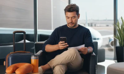Milhas retroativas: como solicitar créditos que não caíram após o voo - Passageira consultando milhas retroativas no celular após um voo