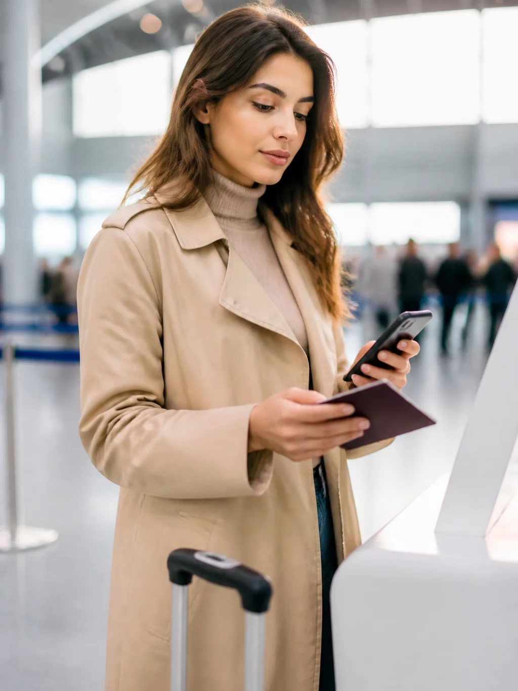 O que é check-in e por que ele vem antes do embarque - Viajante se preparando para fazer check-in antes de um voo