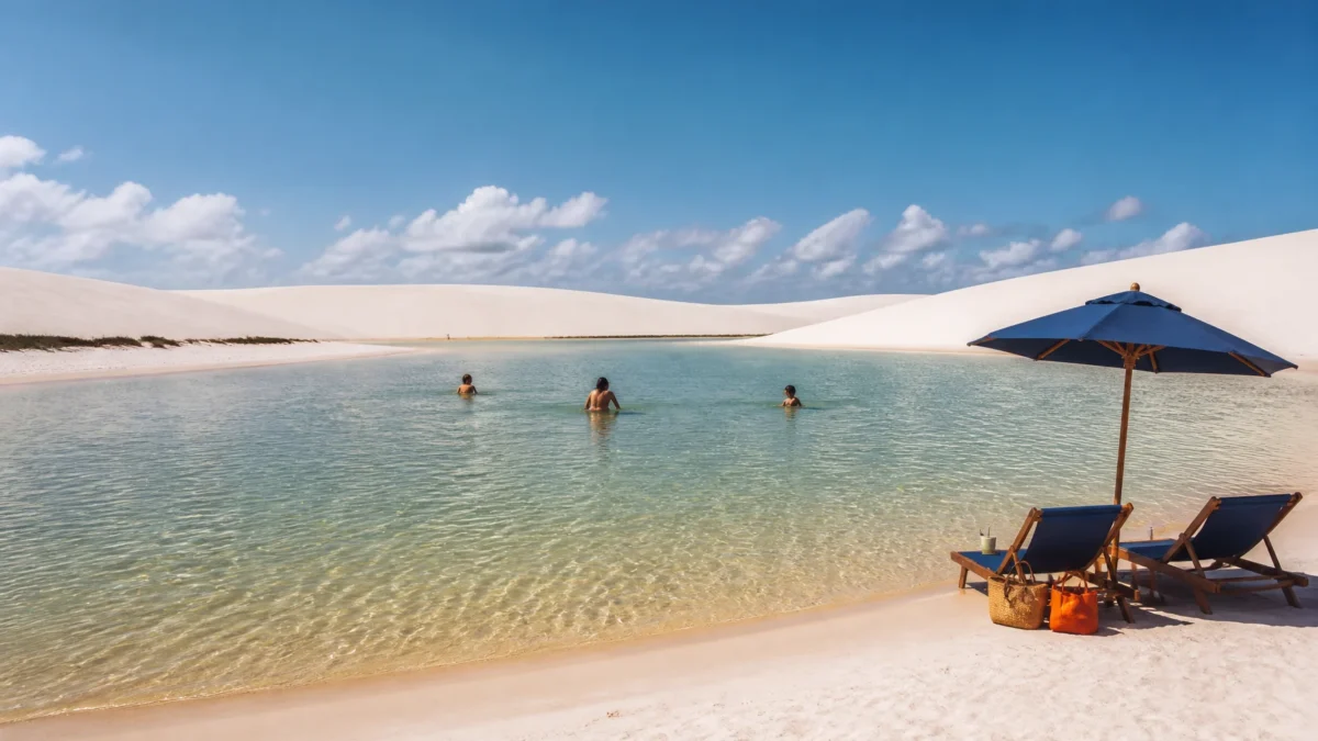 O que fazer em Jericoacoara: praias, lagoas e passeios para combinar - Lagoa de águas claras entre dunas em Jericoacoara
