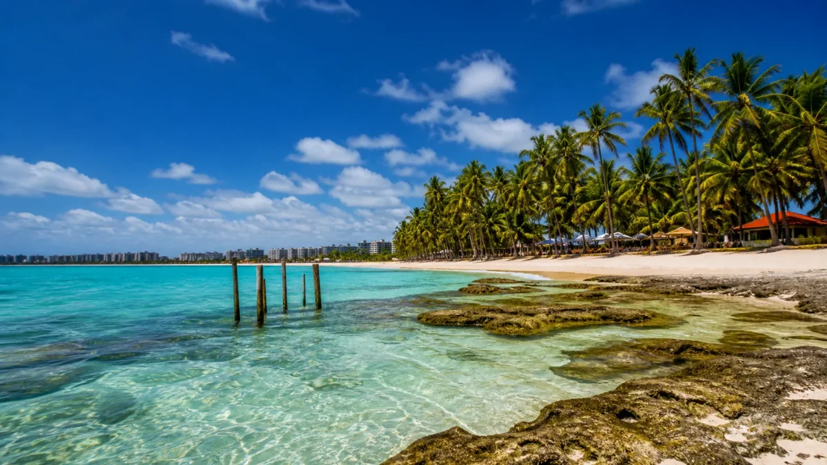 O que fazer em Maceió: praias, passeios e dicas para aproveitar a viagem - Vista aérea das praias de Maceió com mar azul e coqueiros no litoral alagoano