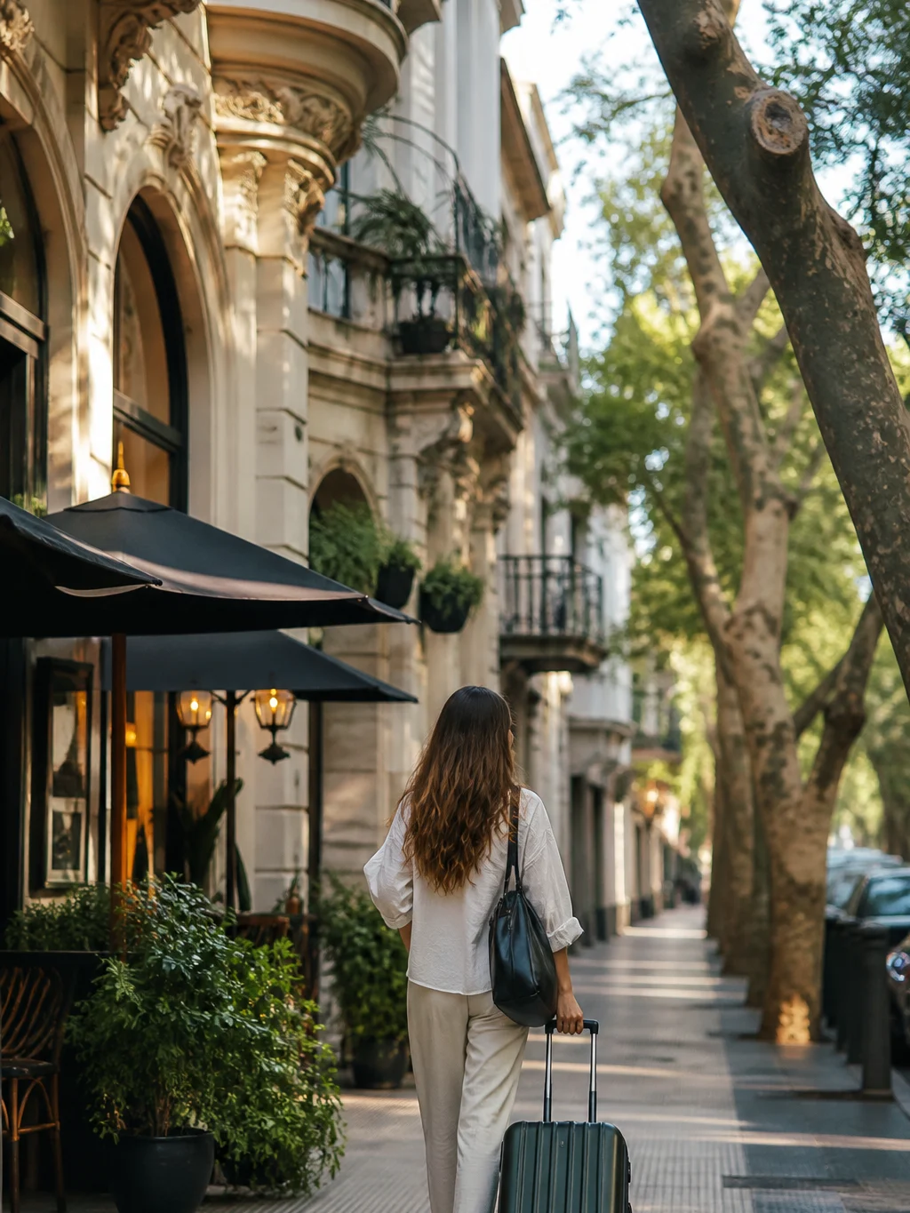 Onde ficar em Buenos Aires: bairros ideais para cada tipo de viagem - Viajante caminhando em Palermo ao decidir onde ficar em Buenos Aires