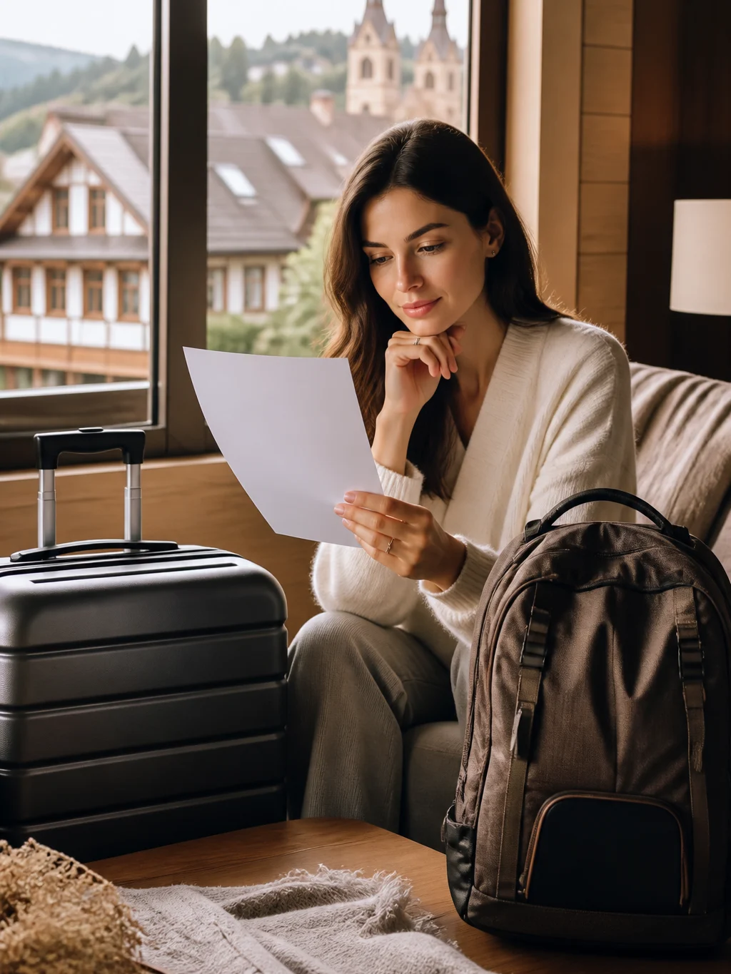 Pacote de viagem para Gramado: o que conferir antes de fechar - Viajante organizando pacote de viagem para Gramado com mala e mochila