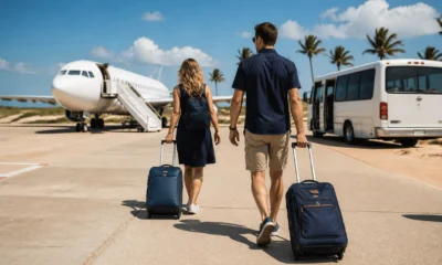 Qual aeroporto para Jericoacoara? Compare JJD e Fortaleza antes de viajar - Passageiros com malas chegando ao aeroporto mais próximo de Jericoacoara