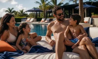 Resort para crianças: como escolher férias que funcionem para todos - Família com crianças aproveitando a área externa de um resort para crianças