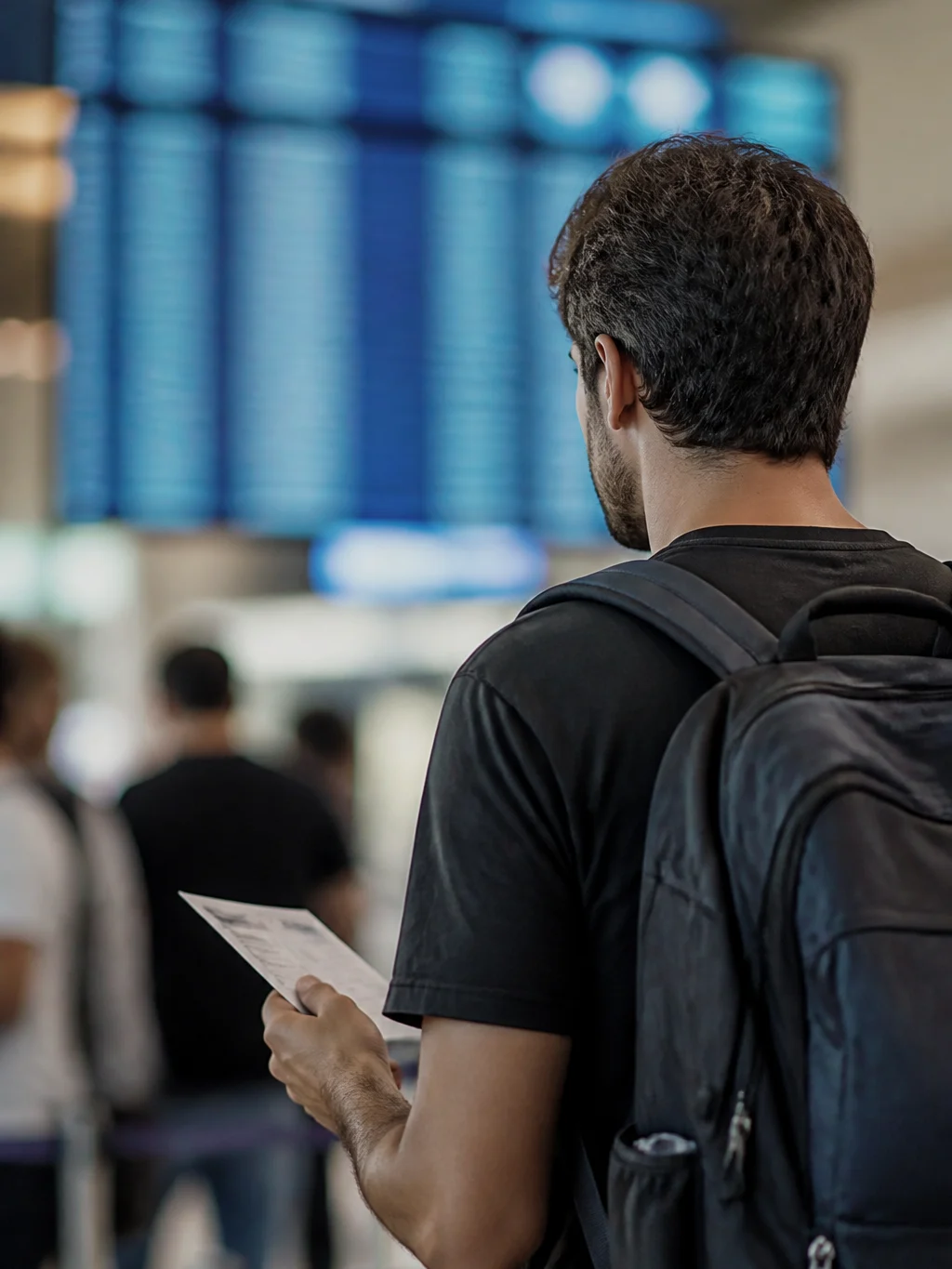 Taxa de embarque: o que é e como ela aparece na passagem aérea - Passageiro verificando a taxa de embarque no custo da passagem aérea